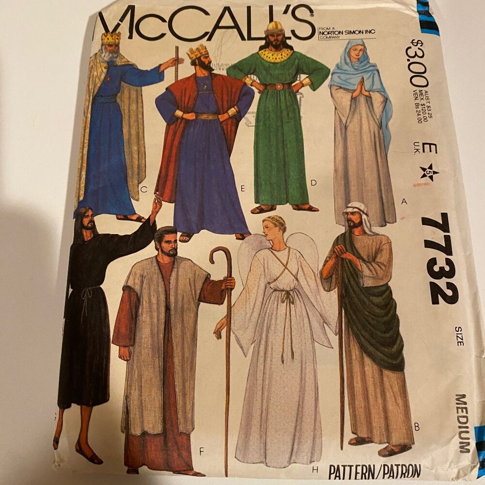 McCall’s 7732 Nativity Costumes Sewing Pattern‎ Christmas Size Medium